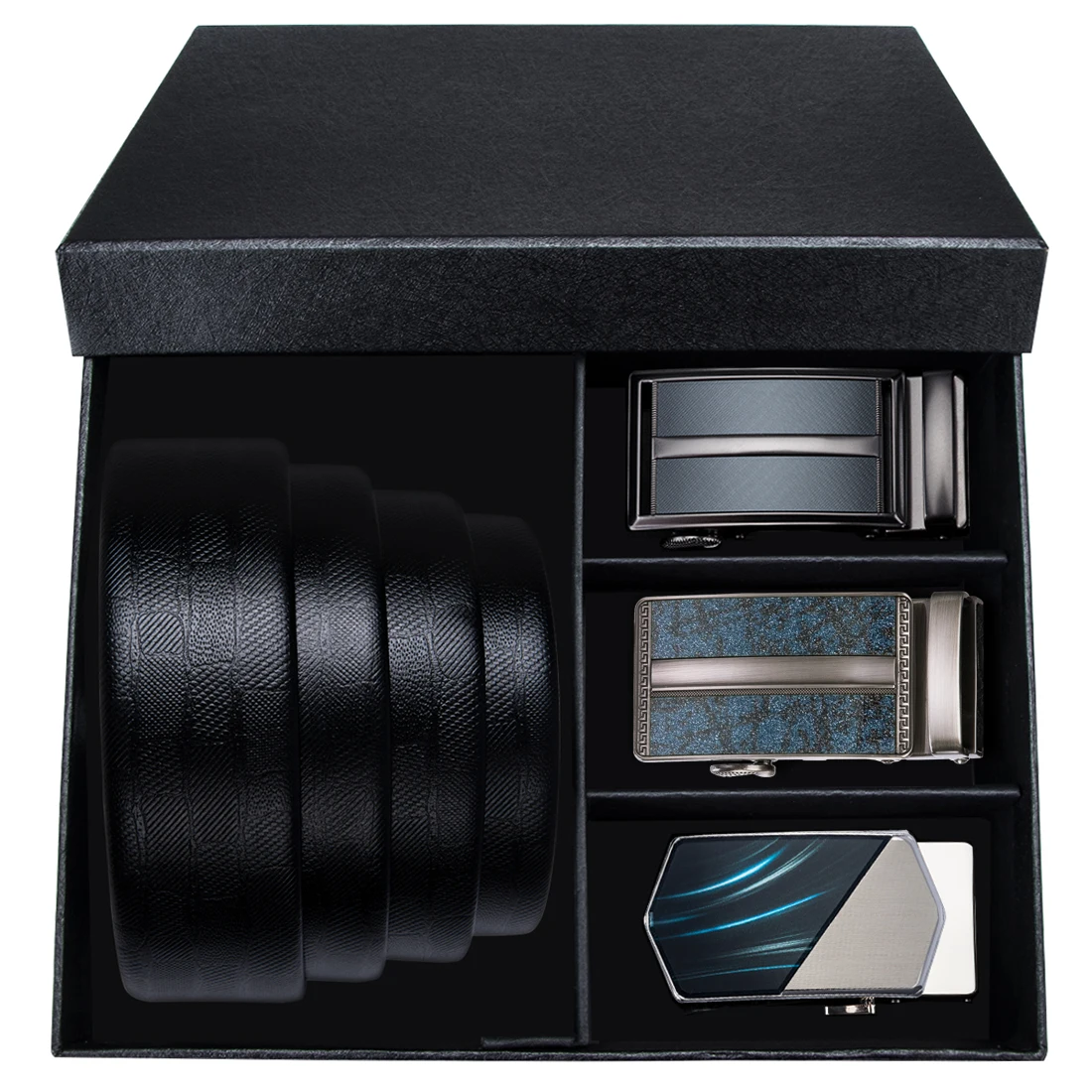 Hi-Tie Роскошный пояс в коробке мужской модный дизайнерский синий ремень