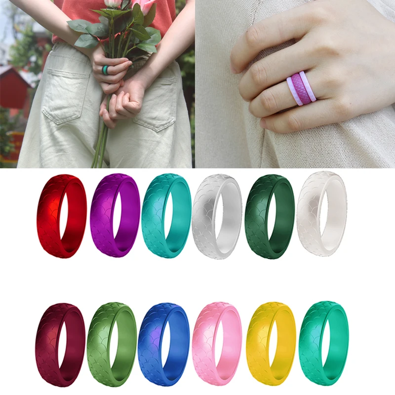 Кольцо на палец с узором в виде рыбьей чешуи 5 7 мм антибактериальное резиновое