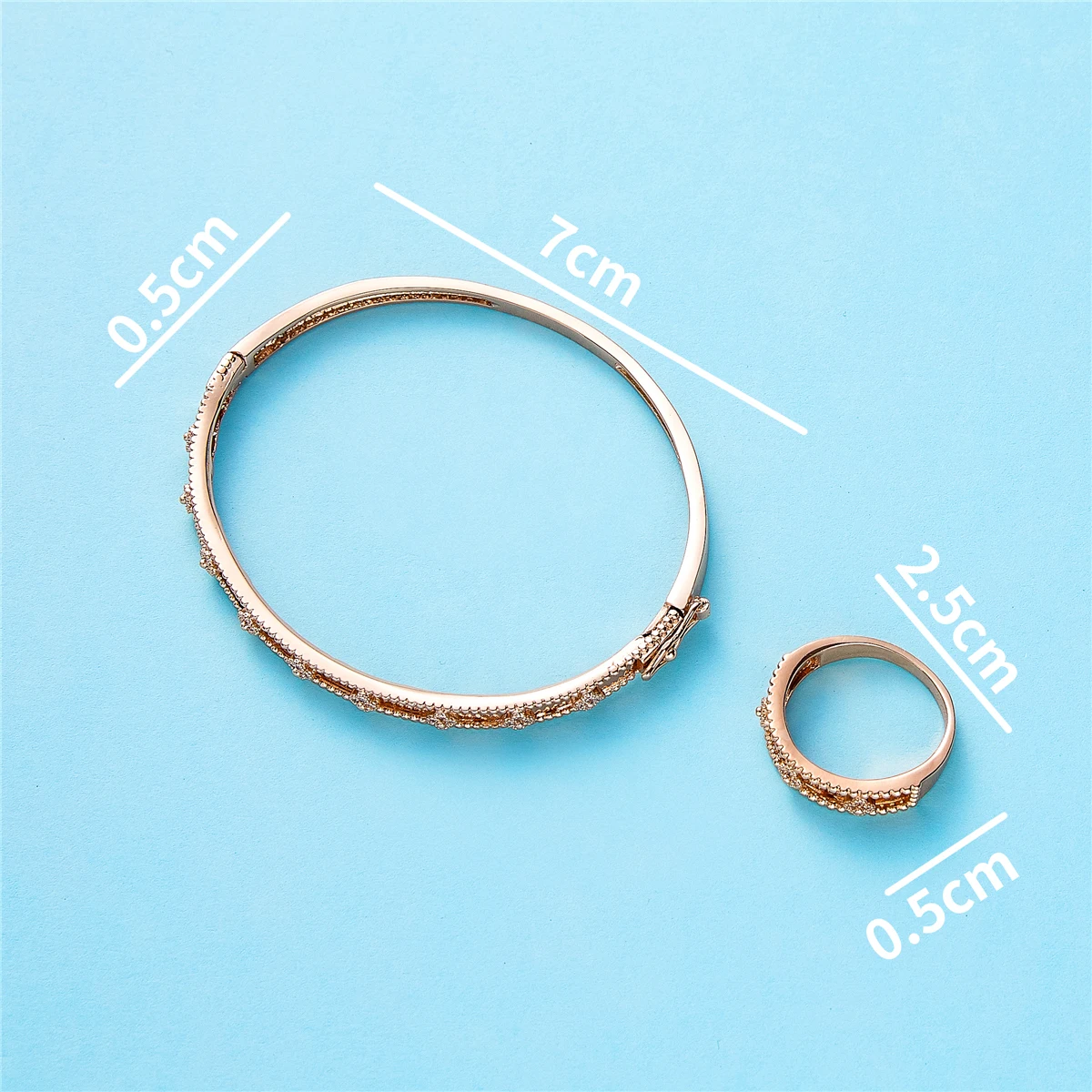 

2021 March New Tricolor Bracelet jewelry set copper Women Romantic Fashion round copper Jewelry set