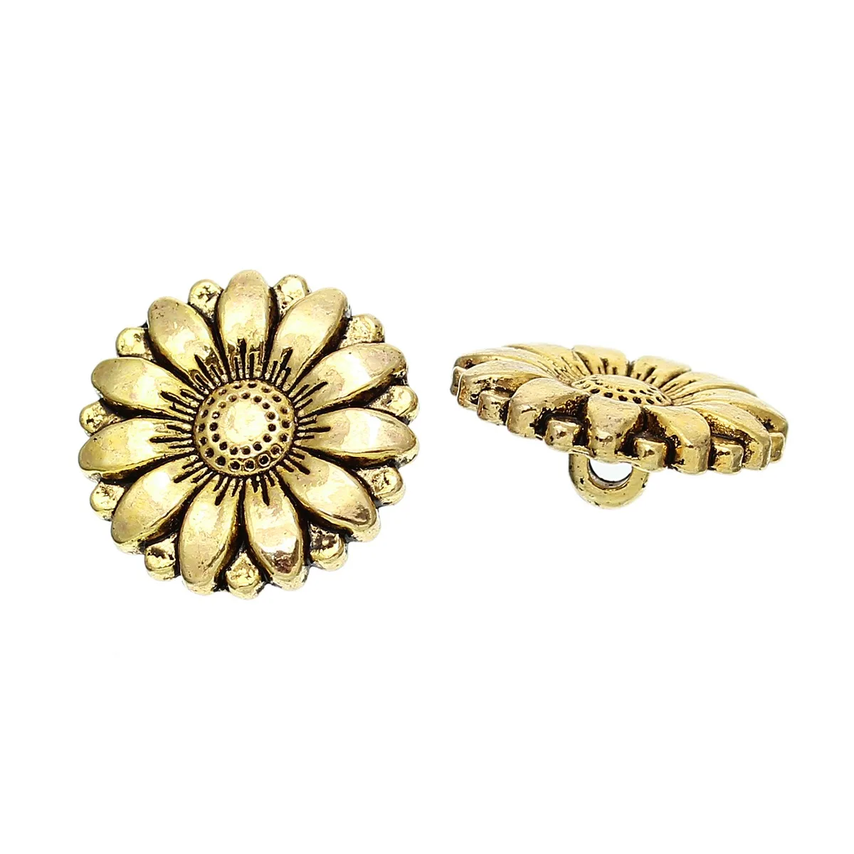 

Vintage Shank Buttons Metal Buttons Single Hole Flower Zinc Metal Alloy Round Silver Golden Color Jeans Button for Sewing Crafts
