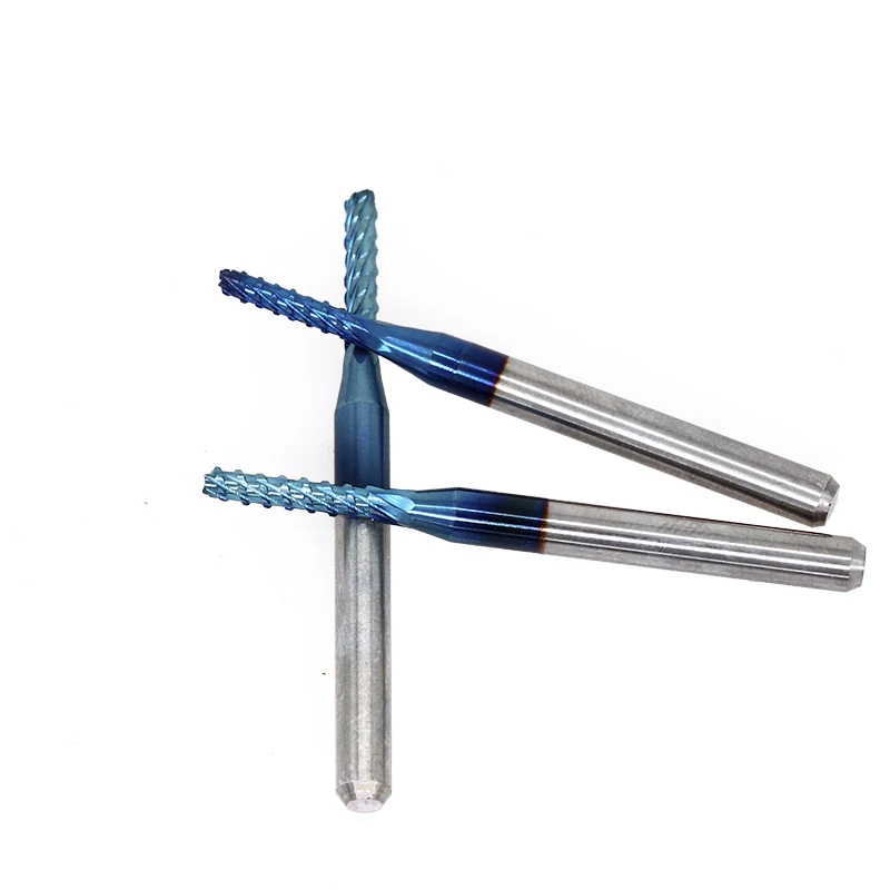 Corn Milling Cutter Set Nano Blue Coating CNC Machine Router Bit 3.175mm Shank 10pcs Tungsten Carbide End Mill PCB Mills | Инструменты