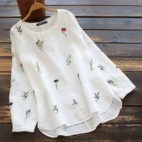 elegant embroidery tops womens floral blouse zanzea 2022 casual long sleeve blusas female cotton o neck shirts tunic