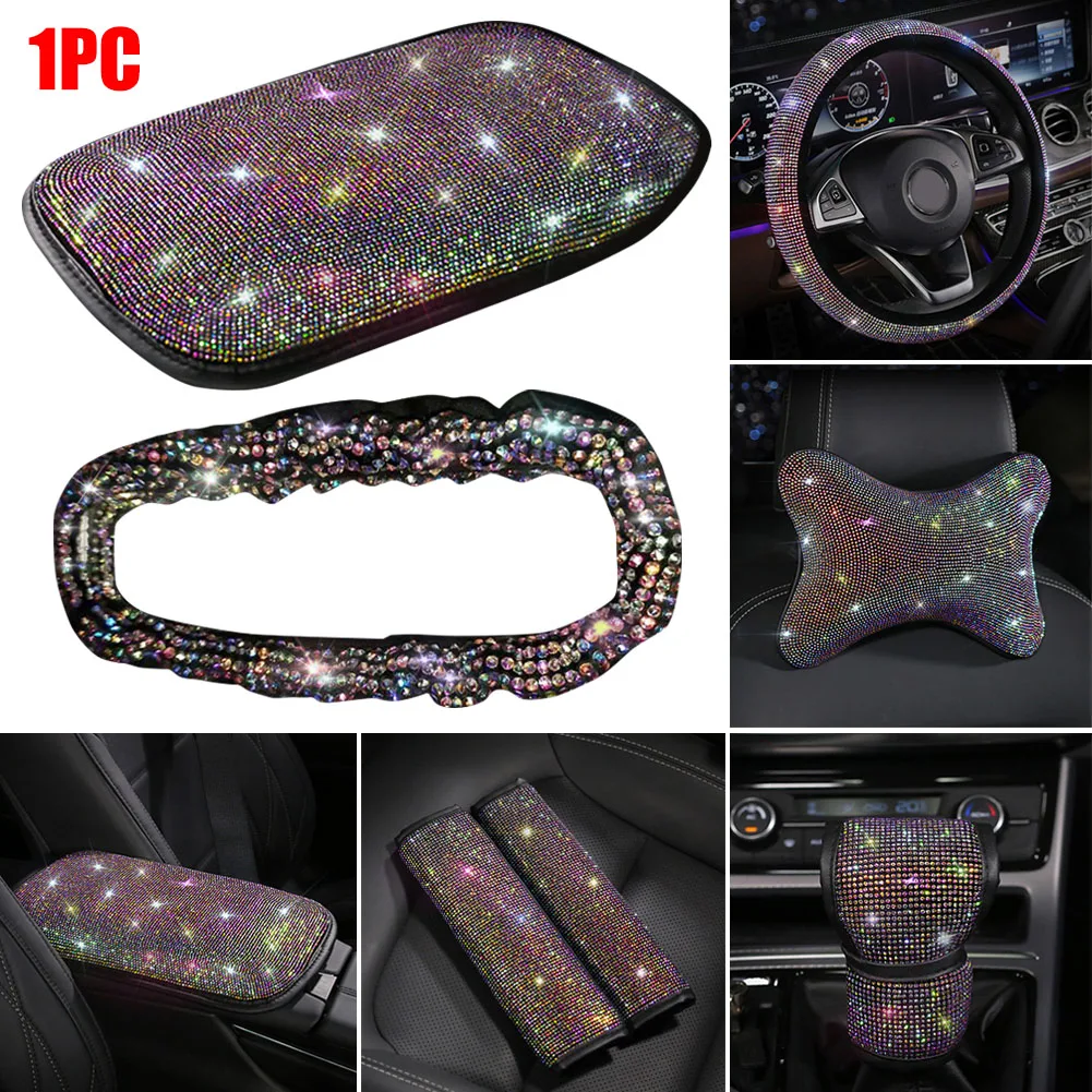 

Universal Rhinestone Diamond Car Accessories Steering Wheel Cover Car Decor Set