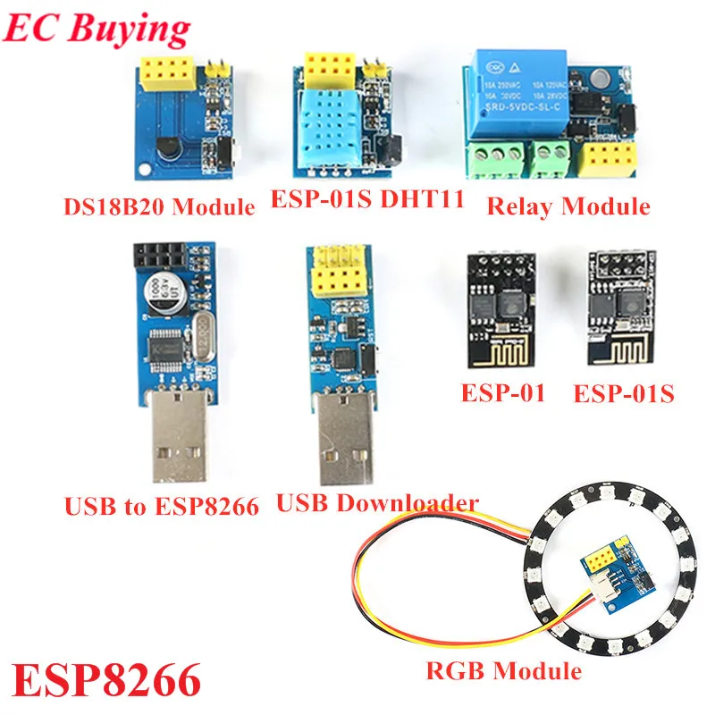 ESP8266 Wi Fi релейный модуль USB к DHT11 адаптер температуры и влажности DS18B20 WS2812 RGB для