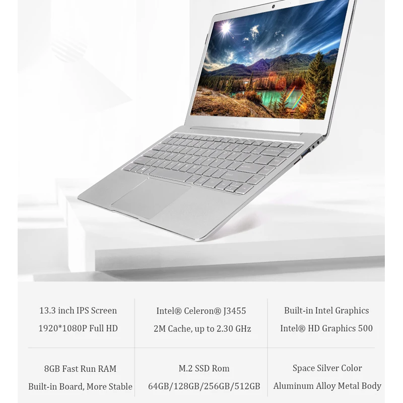 13,3/экраном 14″ процессором Intel J3455 Windows 10 8 Гб Оперативная память 128/256 ГБ/512 г/1 ТБ SSD ноутбук с подсветкой клавиатуры ips Дисплей металлическая крышка Тетрадь