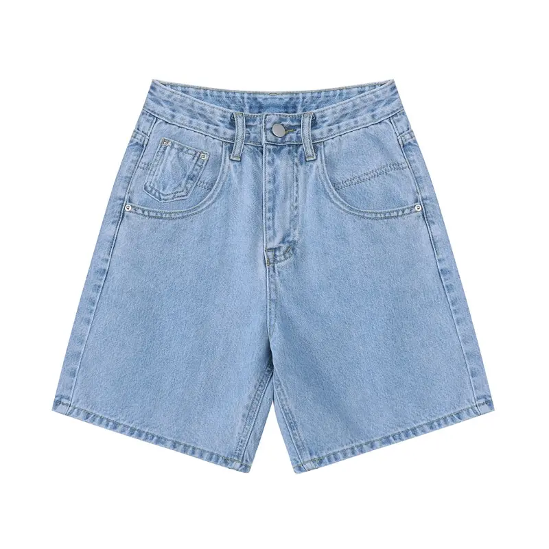 

New 2021 Summer High Waist Denim Shorts Women Casual Loose Ladies Fashion Plus Size Fashion Button Wide Leg Short Jeans Female