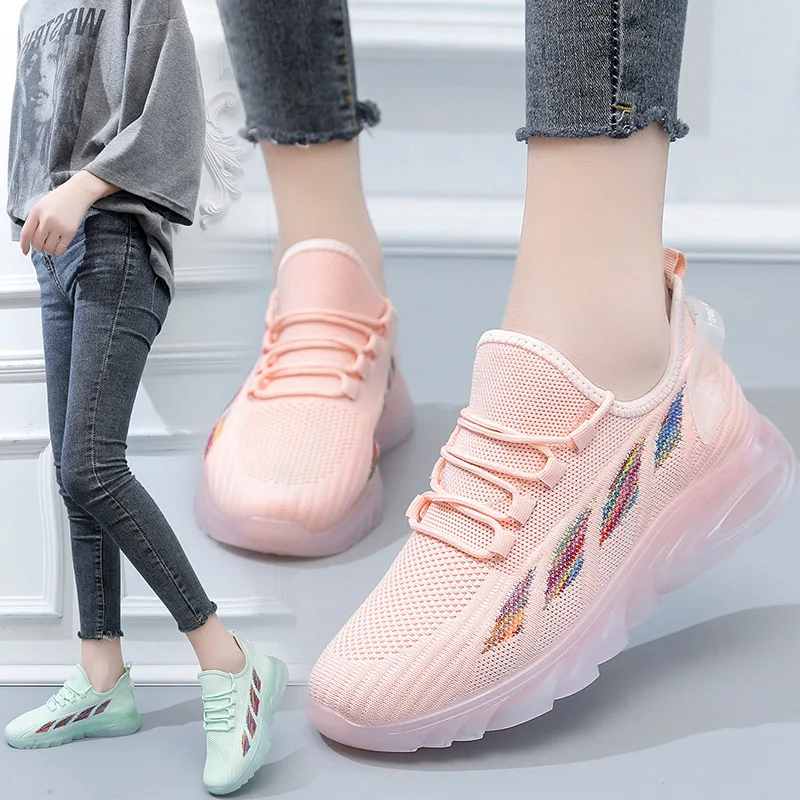 

Легкая дышащая женская спортивная обувь на низком каблуке, с сеткой, нескользящая, для бега, 2021