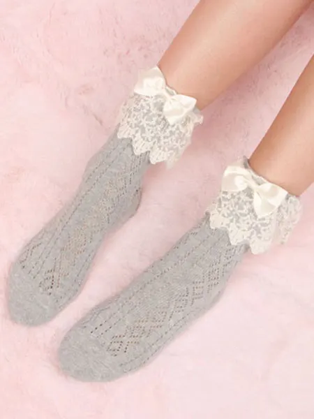 Lolita Socks Bows and Lace Patchwork Student Cotton Sweet Style | Тематическая одежда и униформа