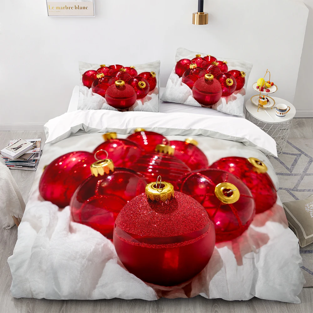 Пододеяльник с красным рождественским шариком 200x200 наволочкой белый