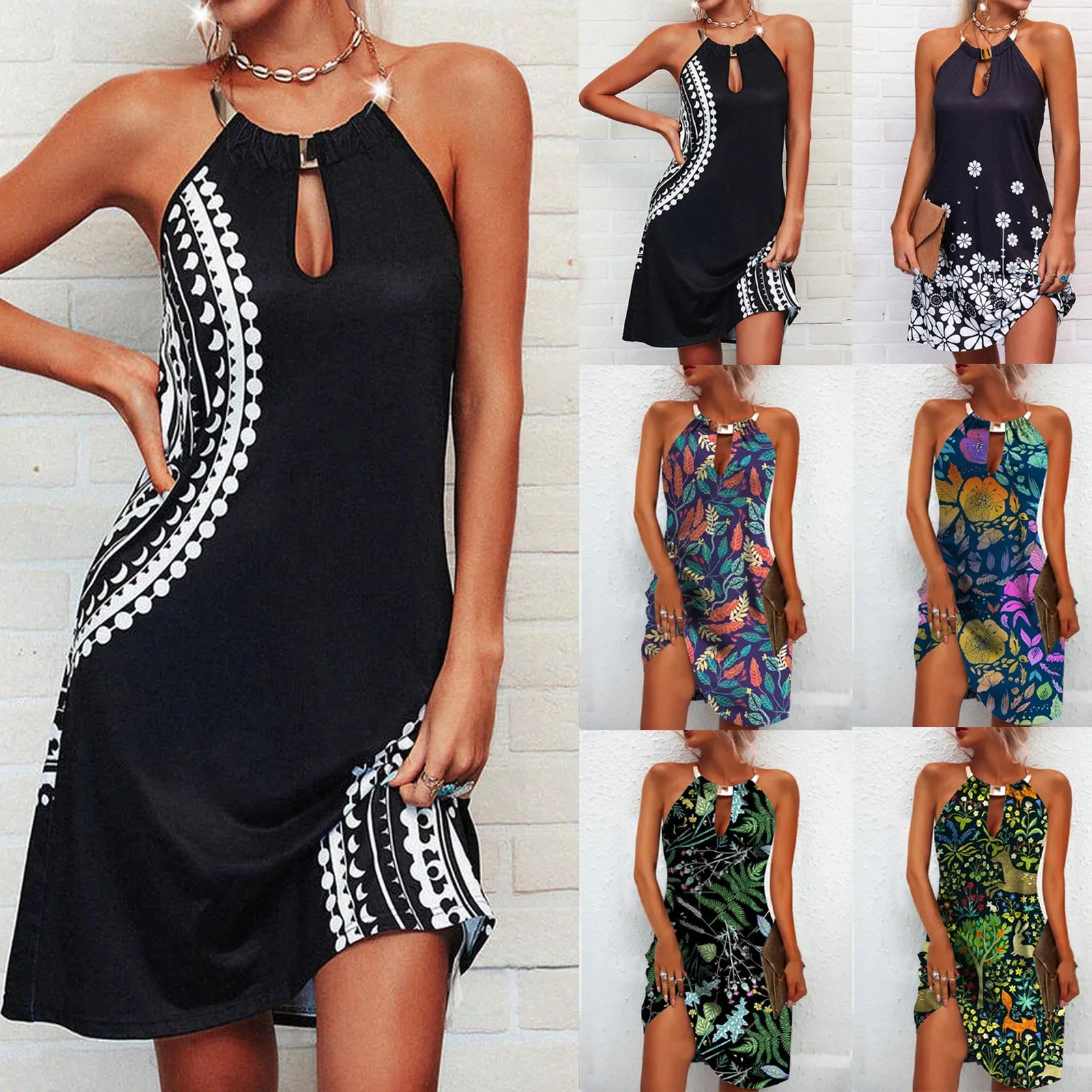 Женское платье с принтом Повседневное на бретельках в индийском стиле модное