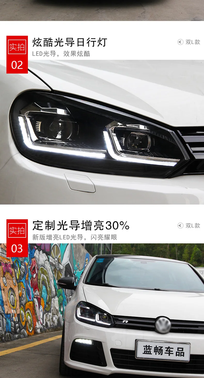DY_L автомобильный Стайлинг для v w Golf 6 2009-2013 светодиодный фонарь для MK6 Golf 6 Головной фонарь светодиодный DRL биксеноновый светодиодный динамический сигнал поворота