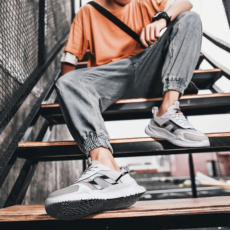 

Breathable Blade Running Shoes Sports Shoes Fashion Breathable Mesh Men's Shoes All-match Leather Shoes Trend Casual Shoes