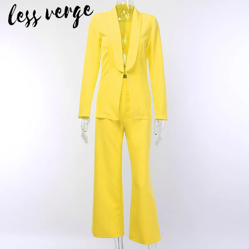 Lessverge OL рабочий женский комплект 2 шт. Блейзер пиджак и брюки костюм однотонный