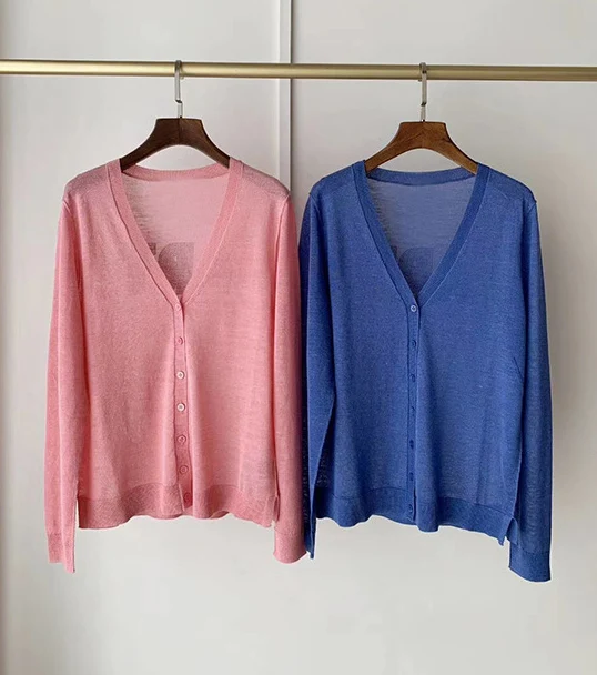 

Women Sweater 2021 Summer New Cardigan V-neck Knitted Jacket Cardigan