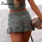 Юбка вязаная женская, с высокой талией, в богемном стиле