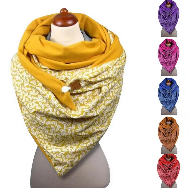 

2020 Fashion Winter Women Scarf Soild Dot Printing Button Luxury Brand Soft Leisure Wrap Casual Warm Scarves Shawls Accesorios