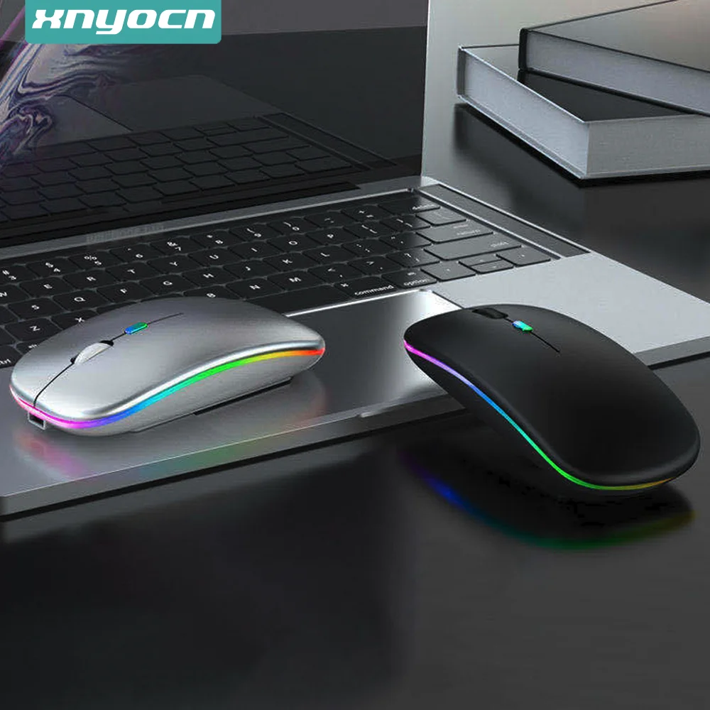 

Xnyocn Bluetooth Mouse RGB Wireless Charging Mouse 2.4G Luminous Ultra-Thin Silent Mute Mice USB Mause For PC Laptop Computer