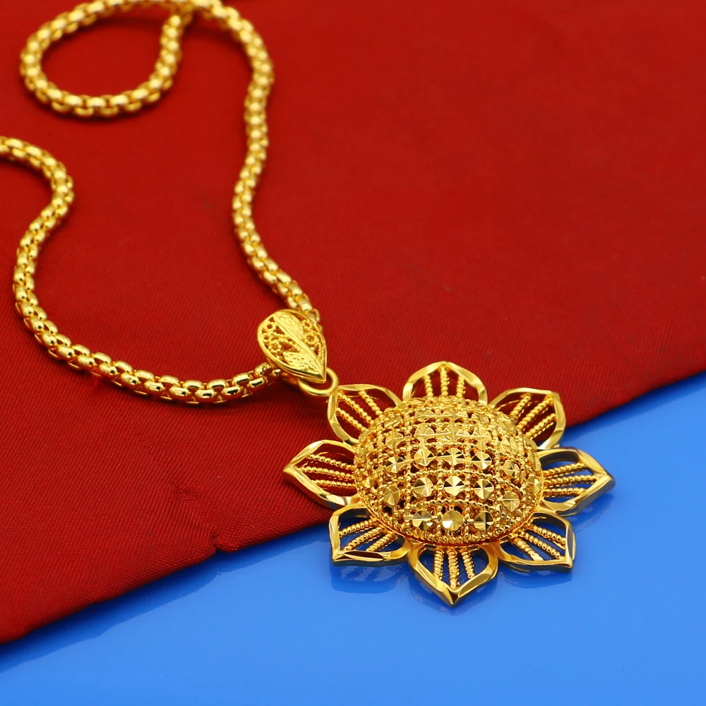 Женское ожерелье с подвеской в форме подсолнуха роскошная Длинная цепочка для