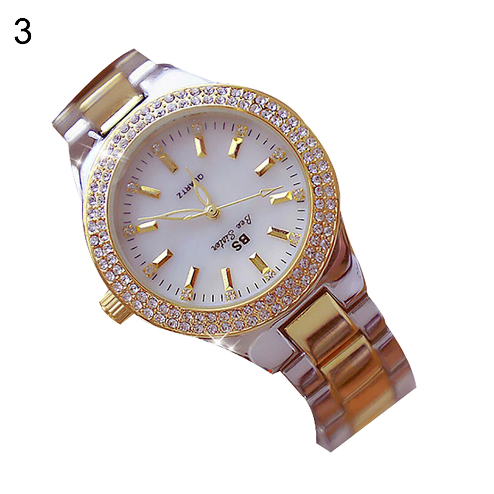 

Fashion Women Watch Rhinestone Round Dial Alloy Linked Strap Analog Quartz Ladies Wrist Watches Female Gold Diamond Quartz Watch