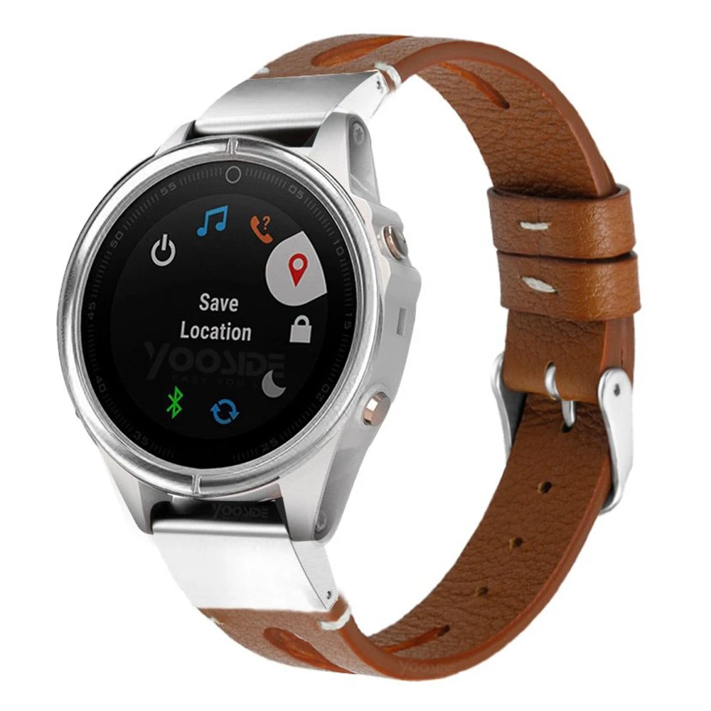 Ремешок для часов YOOSIDE из нержавеющей стали 20 мм искусственной кожи Garmin Fenix 5S Plus