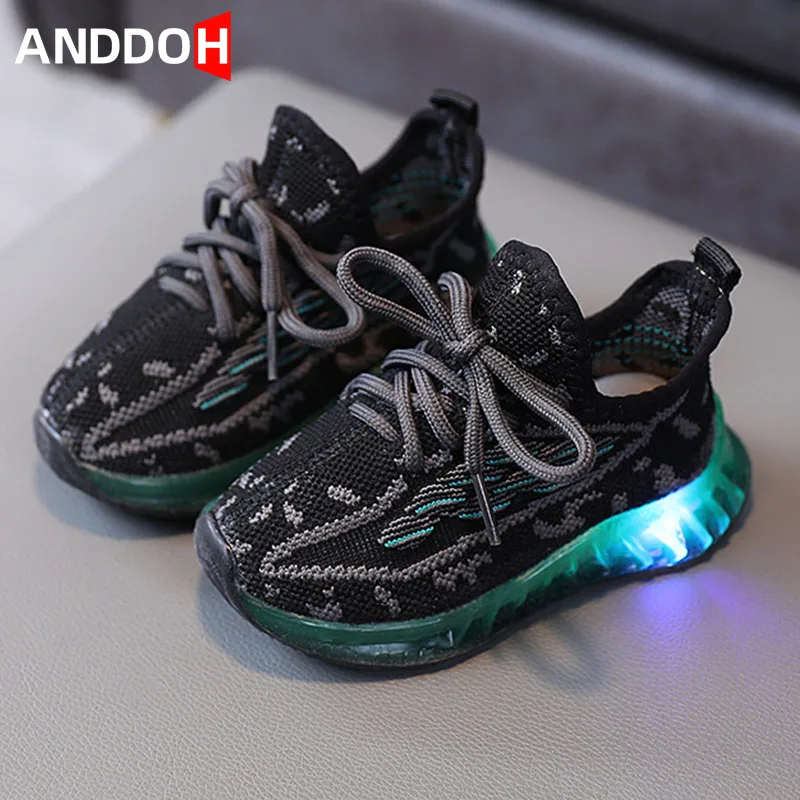 

Size 21-30 Children Glowing Shoes For Boys Girls Kids Luminous Shoes With LED Lights For Girls Baby Non-slip Mesh Shoes For Boys