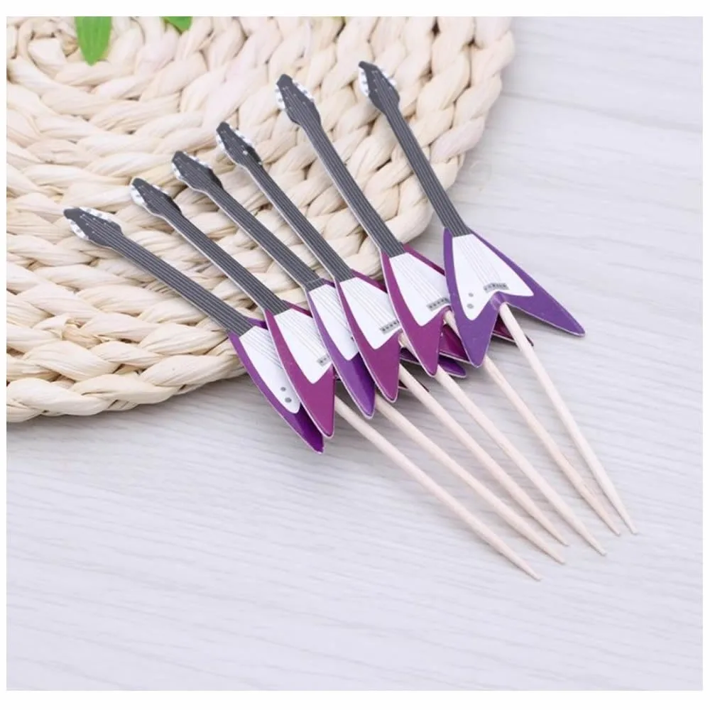 24 штуки гитара Рок Музыкальная Тема торт для капкейка-выбирает вечеринок и