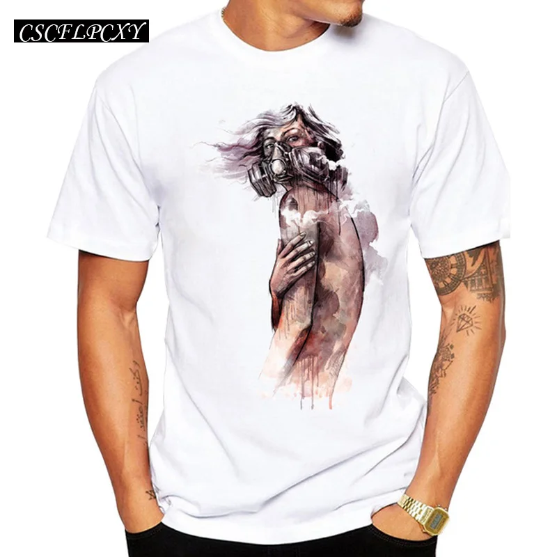Мужская футболка с коротким рукавом модные футболки принтом в стиле панк голые