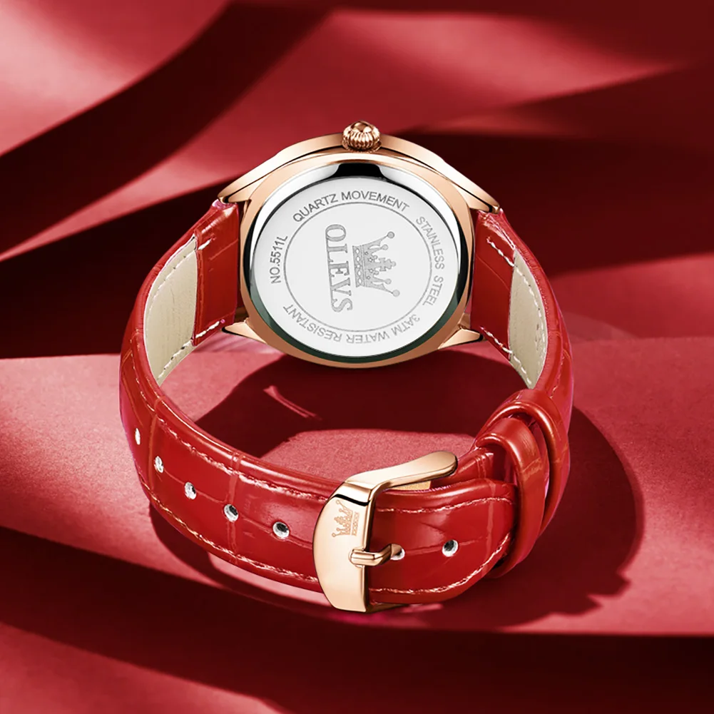 OLEVS Rose Gold Diamonds Women's Watches Waterproof Ladies Quartz Wrist Watch Leather Strap Montre Femme Relogio Feminino enlarge
