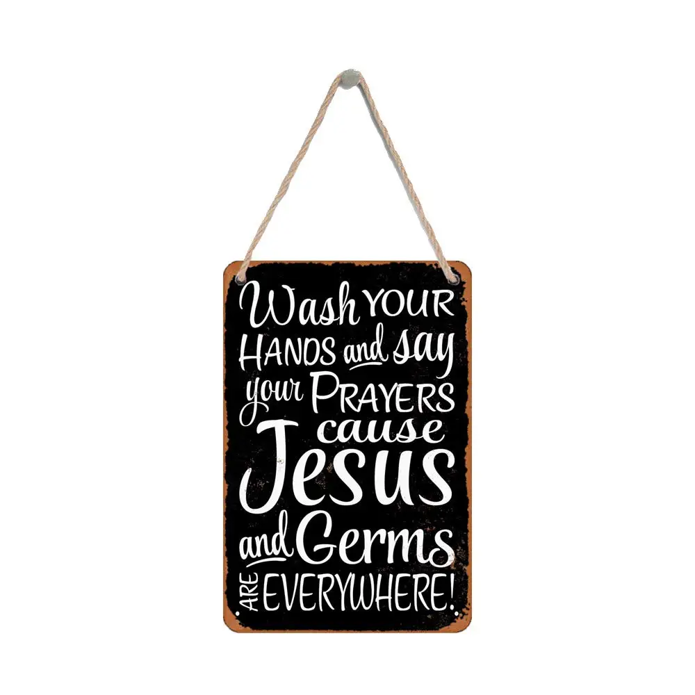 

Isaric деревянный подвесной знак 8X12 дюймов Вымойте руки и скажите свои молитвы смешной деревянный знак