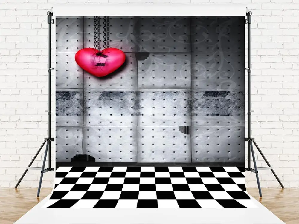 Винилбдс серые кирпичные фоны сердце сломанные цепи для фотосъемки моющийся фон