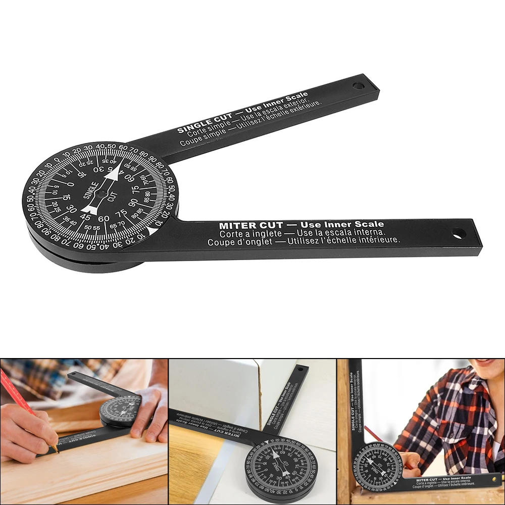 

Mitre Saw Protractor Level With Marking Pencil Carpenter Angle Finder ABS Angle Finder Woodworking Scale Meter Gauge Tools