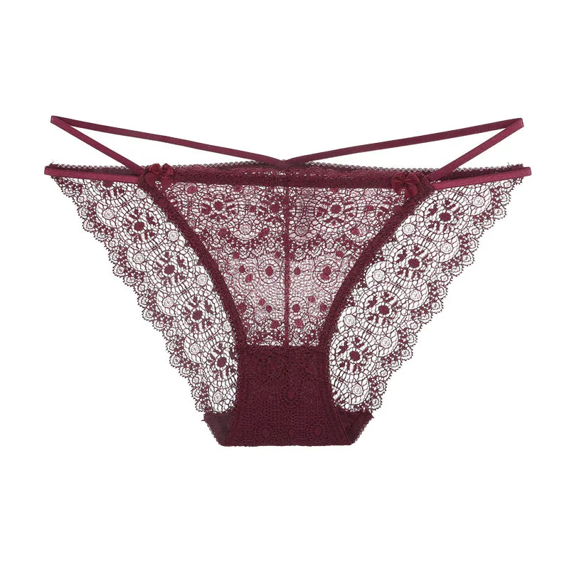 Горячие сексуальные бесшовные перекрестной лентой кружевные трусики полые