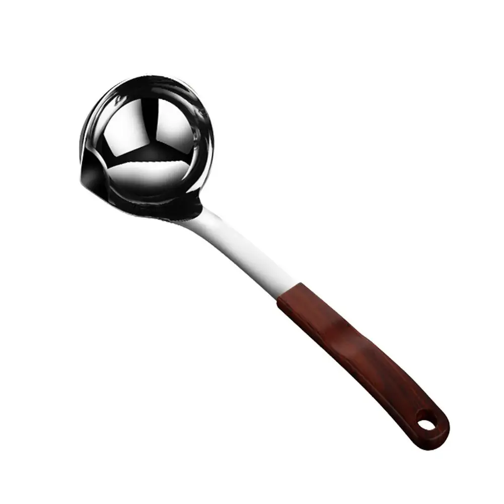 

Skimmer Spoon With Oil Soup Separation Stainless Steel Slotted Serving Spoon With Heat Resistant Wooden Handle Cooking Straine