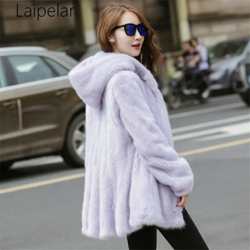 

Женское зимнее пальто из меха норки с капюшоном и длинным рукавом, роскошное толстое теплое мягкое пальто из искусственного меха с хлопково...