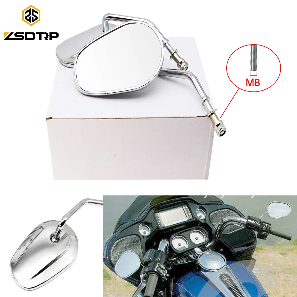 

ZSDTRP хромированные мотоциклетные зеркала заднего вида для Harley Dyna Sportster XL 1200 883 уличные зеркала заднего вида Bob Electra Glide M8