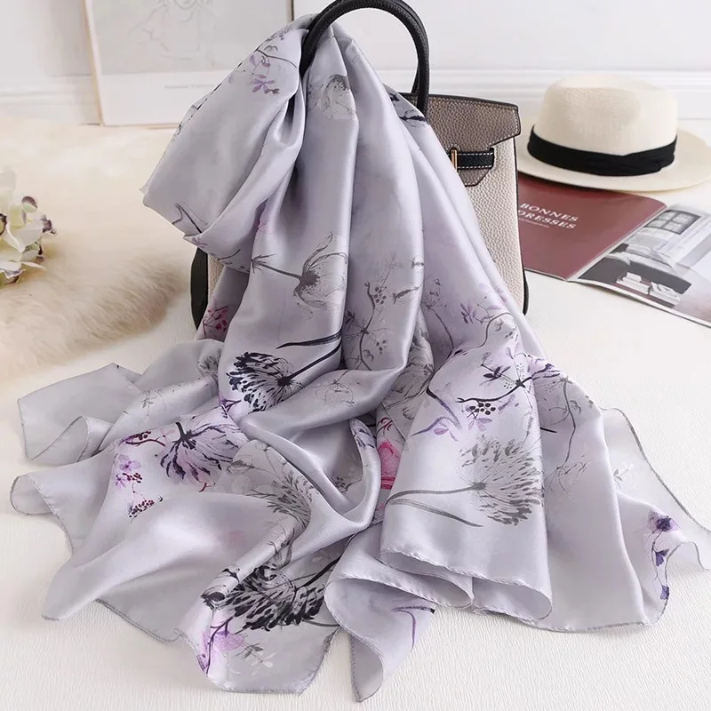3-4 Летний женский шарф карета качественные мягкие шелковые шарфы женские шали из фуляра пляжные накидки обертывания Дамская бандана - Цвет: 3-4