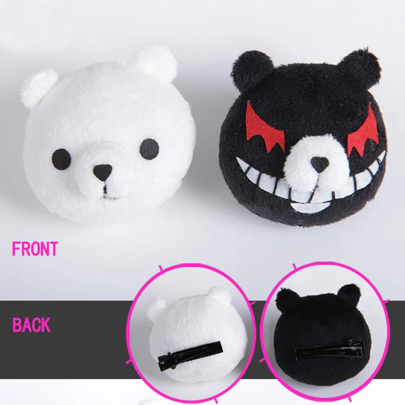 1 пара Dangan Ronpa Danganronpa заколка для волос Дзюнко Эносима Mono Kuma Белый Черный Медведь