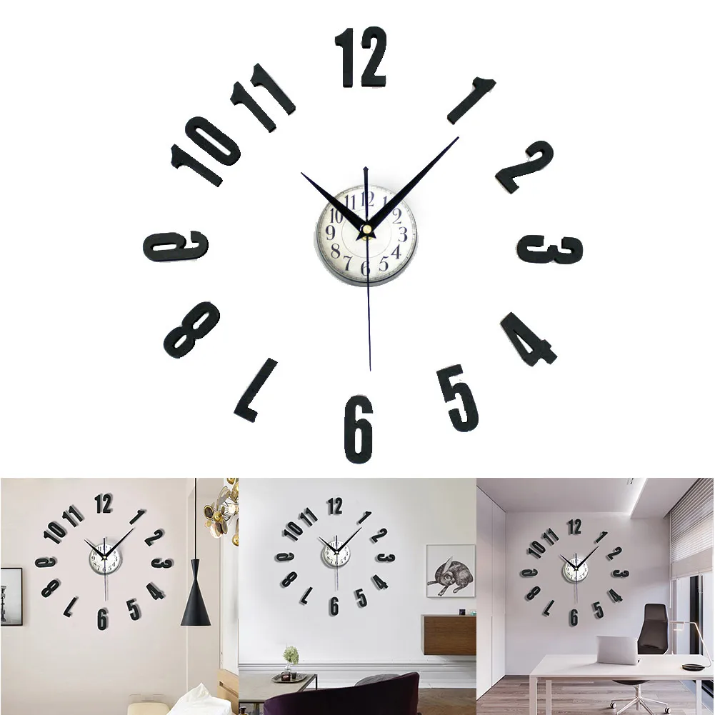 Большие настенные часы 3D украшение для стен наклейки гостиной аксессуары