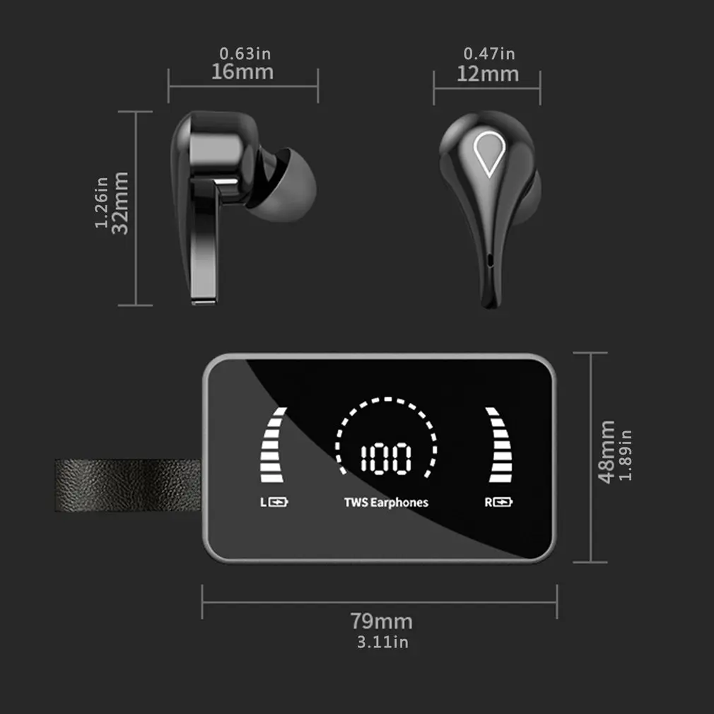 

H3 Bluetooth Earphone V5.0 9D Stereo Wireless Headphones Sport Waterproof Earphones Mini True Earbuds Headsets For Cellphone