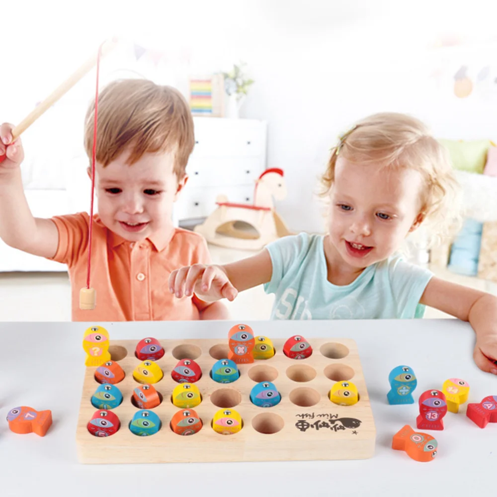 

1 Set Kids Fishing Toys Magnetic Wooden Baby Fishing Toys Educational Plaything