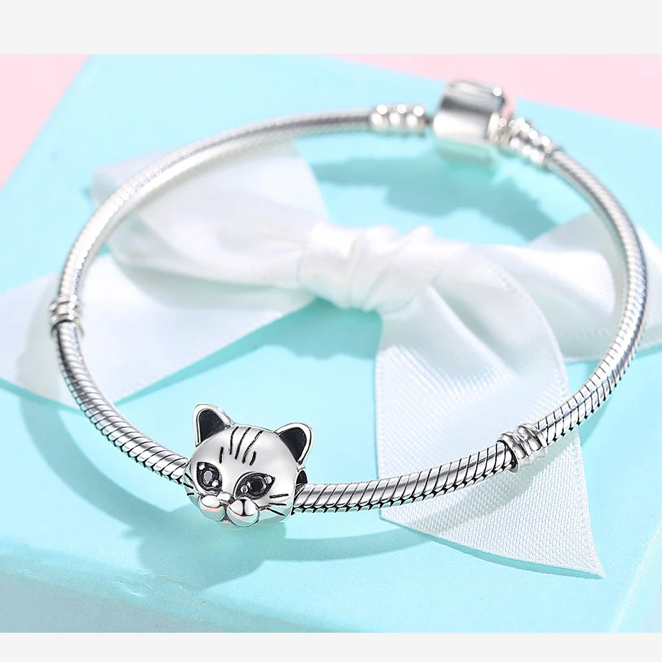925 пробы, серебряные подвески, бусины, подходят к оригиналу Pandora, очаровательный браслет, божья коровка, кошка, собака, бусины Минни, для рукоделия, для изготовления женских ювелирных изделий