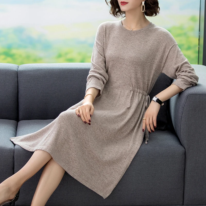 New 2019 ladies cashmere sweater dress pullover female loose knit free shipping | Женская одежда