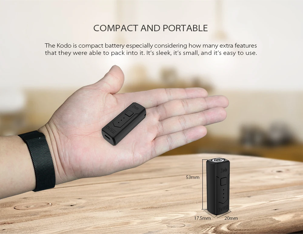 Yocan Kodo Box Mod 400 мАч с регулируемыми тремя уровнями напряжения 510 Распылитель на резьбе батарея mod Kodo батарея