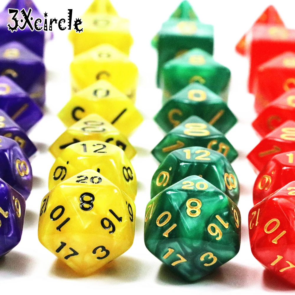 Абсолютно новый 7 шт./компл. многогранный для игр TRPG DnD Marble D4 D20 многосторонние