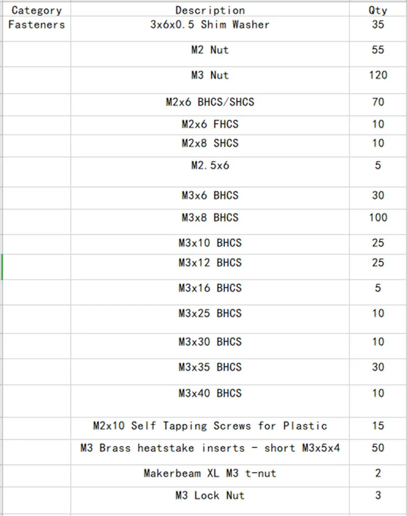 funssor 1set voron 0 1 v0 1 3d printer fasteners screw nuts kit for voron0 1 3d pritner diy free global shipping