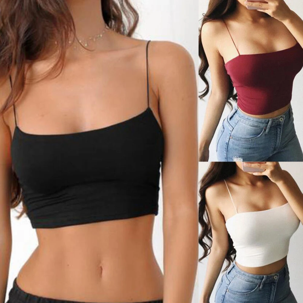 

Sexy Women Solid Color Casual Tank Tops Vest Sleeveless Spaghetti Straps Slim Camisole Top Bottoming Blouse