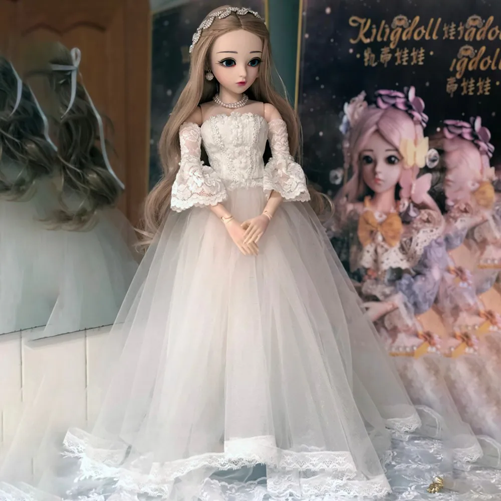 Кукла реборн Bjd 1/3 60 см кукла-невеста белое свадебное платье мягкие виниловые