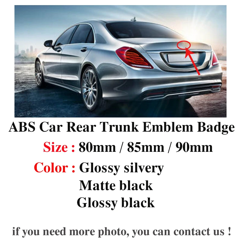 

1pcs ABS 80mm 85mm 90mm Star Sticker Auto Rear Trunk Emblem Badge Glossy Black Silvery Decals Label Car Logo