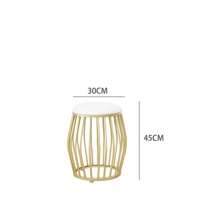 Новинка 2019 металлический стул в форме барабана золотого цвета скамейка для