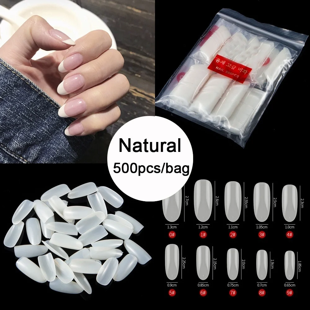 TKGOES Новый 500 шт./пакет Красота овальная белая накладные ногти салон полное
